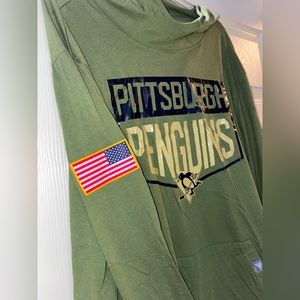 Levelwear Pittsburgh Penguins Military Men’s Long Sleeve Shirt with hood